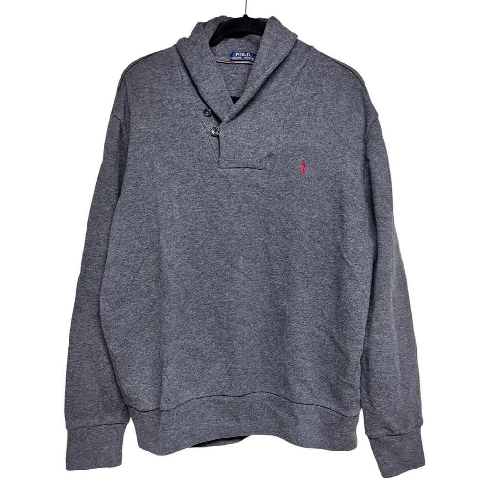 Polo Ralph Lauren Shawl Collar Pullover Sweatshirt Dark Gray‎ Men’s Size Large